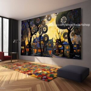 Lebensbaum im Stil von Gustav Klimt – Wandbild auf Leinwand, modernes Bild für Wohnzimmer und Büro, auf Keilrahmen gespannt oder gerollt #t129