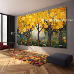 Lebensbaum im Stil von Gustav Klimt – Wandbild auf Leinwand, moderner Kunstdruck für Wohnzimmer und Büro, auf Keilrahmen gespannt oder gerollt #t155