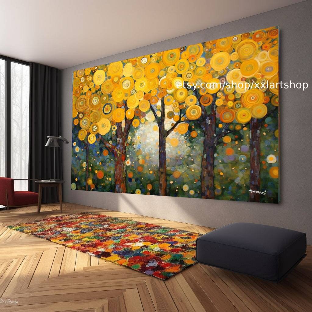 Lebensbaum im Stil von Gustav Klimt – Wandbild auf Leinwand, moderner Kunstdruck für Wohnzimmer und Büro, auf Keilrahmen gespannt oder gerollt #t155