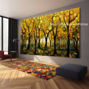 Lebensbaum im Stil von Gustav Klimt – Wandbild auf Leinwand, moderner Kunstdruck für Wohnzimmer und Büro, auf Keilrahmen gespannt oder gerollt #t212