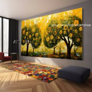 Lebensbaum im Stil von Gustav Klimt – Wandbild auf Leinwand, modernes Bild für Wohnzimmer und Büro, auf Keilrahmen gespannt oder gerollt #t217