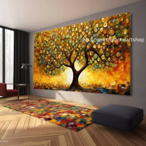 Lebensbaum im Stil von Gustav Klimt – Wandbild auf Leinwand, modernes Bild für Wohnzimmer und Büro, auf Keilrahmen gespannt oder gerollt #t227a