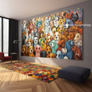 Hunde-Kollektion, Wandbild „Liebe Hunde“, Leinwanddruck, modernes Bild für Wohnzimmer und Büro, auf Keilrahmen gespannt oder gerollt #ti906