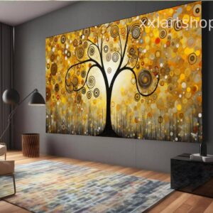 Lebensbaum im Stil von Gustav Klimt – Wandbild auf Leinwand, modernes Bild für Wohnzimmer und Büro, auf Keilrahmen gespannt oder gerollt #t105fe