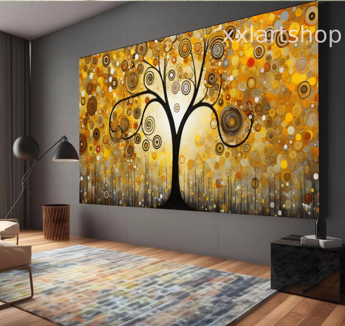 Lebensbaum im Stil von Gustav Klimt – Wandbild auf Leinwand, modernes Bild für Wohnzimmer und Büro, auf Keilrahmen gespannt oder gerollt #t105fe