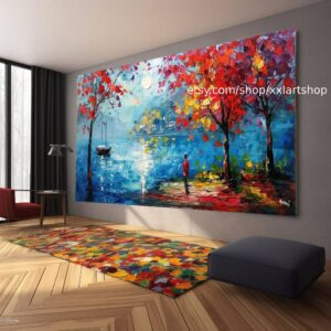 Impressionistische Landschaften, stimmungsvolle Gemälde, lebendige expressionistische Leinwandbilder in verschiedenen Größen #kn-117