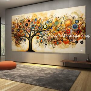 Lebensbaum im Stil von Gustav Klimt – Wandbild auf Leinwand, modernes Bild für Wohnzimmer und Büro, auf Keilrahmen gespannt oder gerollt #t102f