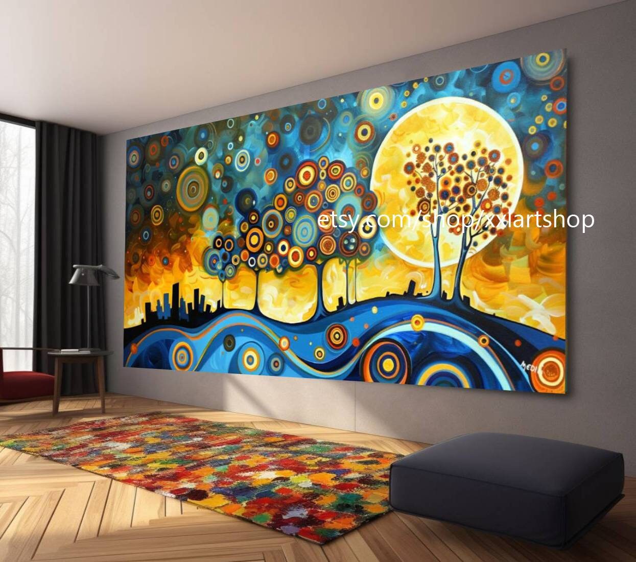 Lebensbaum im Stil von Gustav Klimt – Wandbild auf Leinwand, modernes Bild für Wohnzimmer und Büro, auf Keilrahmen gespannt oder gerollt #tr52