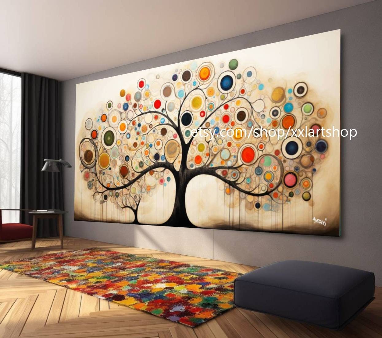 Baum von Vera Medici, im Stil von Gustav Klimt, Wandbild auf Leinwand, modernes Bild für Wohnzimmer und Büro, auf Keilrahmen gespannt oder gerollt #tr513