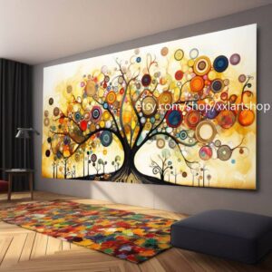 Baum von Vera Medici, im Stil von Gustav Klimt, Wandbild auf Leinwand, modernes Bild für Wohnzimmer und Büro, auf Keilrahmen gespannt oder gerollt #tr516