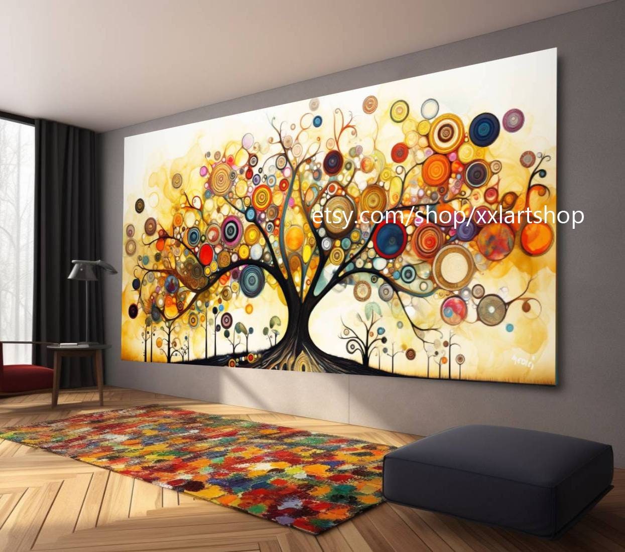 Baum von Vera Medici, im Stil von Gustav Klimt, Wandbild auf Leinwand, modernes Bild für Wohnzimmer und Büro, auf Keilrahmen gespannt oder gerollt #tr516
