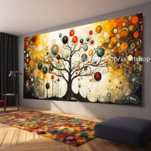 Baum von Vera Medici, im Stil von Gustav Klimt, Wandbild auf Leinwand, modernes Bild für Wohnzimmer und Büro, auf Keilrahmen gespannt oder gerollt #tr518