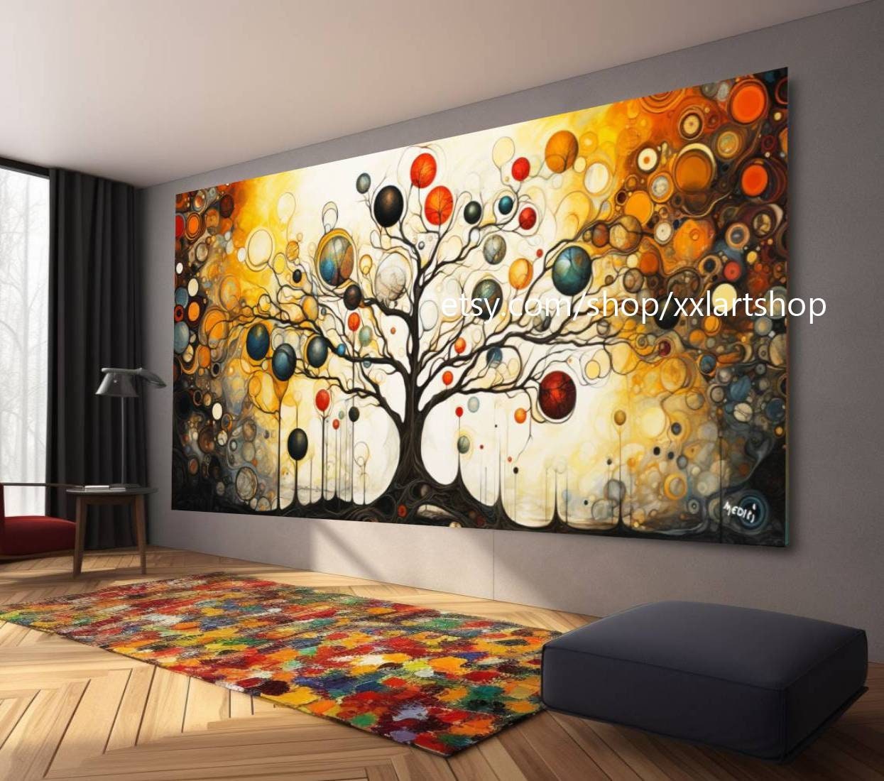 Baum von Vera Medici, im Stil von Gustav Klimt, Wandbild auf Leinwand, modernes Bild für Wohnzimmer und Büro, auf Keilrahmen gespannt oder gerollt #tr518