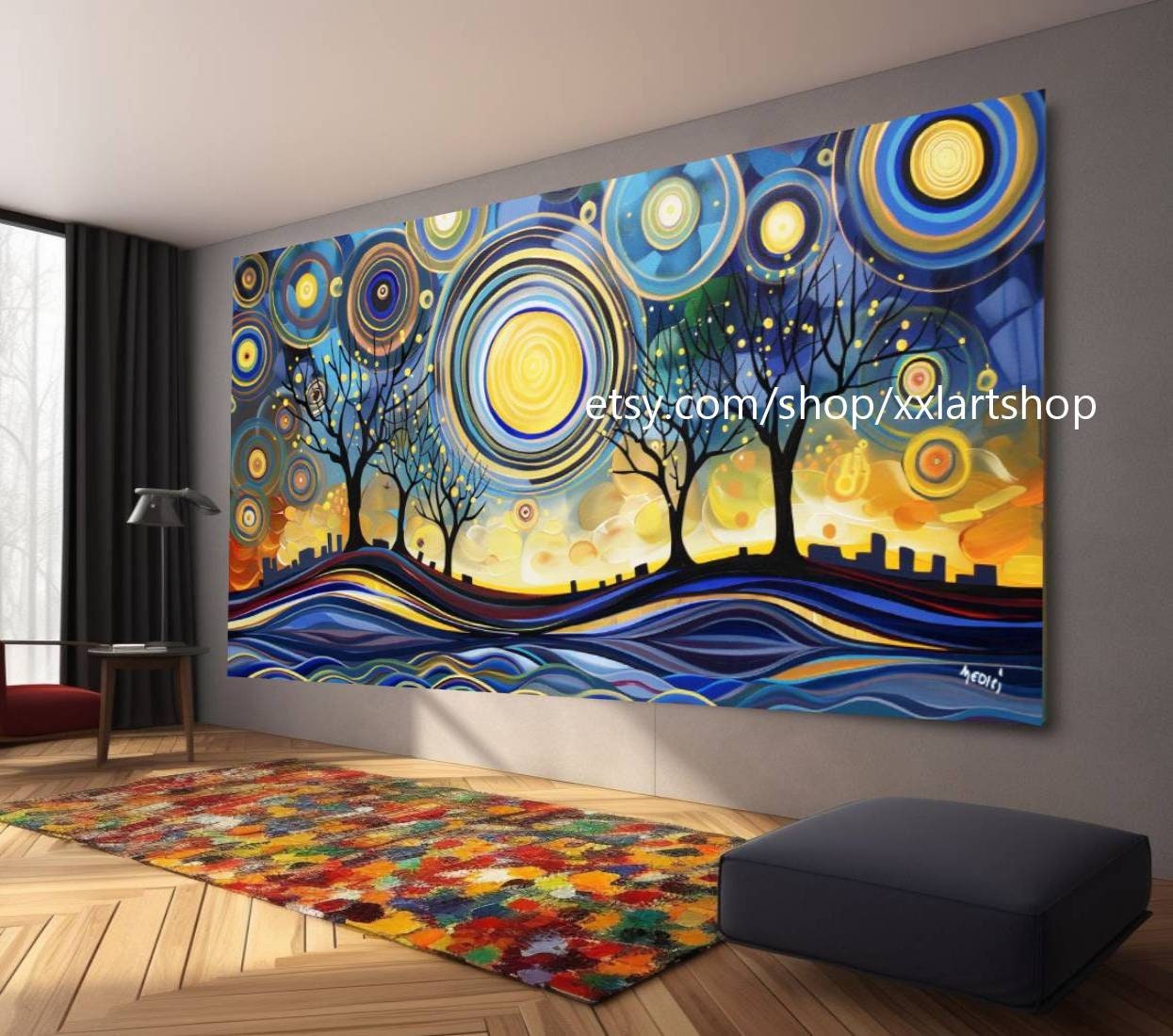 Baum von Vera Medici, im Stil von Gustav Klimt, Wandbild auf Leinwand, modernes Bild für Wohnzimmer und Büro, auf Keilrahmen gespannt oder gerollt #tr57