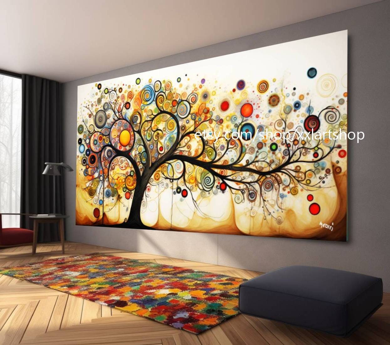 Baum von Vera Medici im Stil von Gustav Klimt – Wandbild auf Leinwand, modernes Bild für Wohnzimmer und Büro, auf Keilrahmen gespannt oder gerollt #tr517f