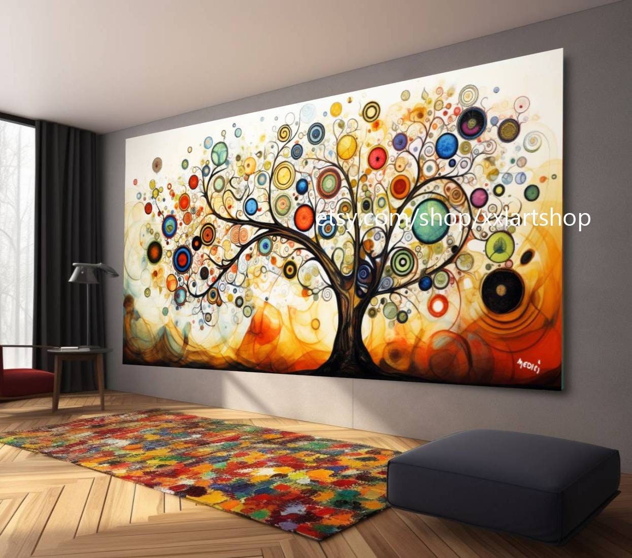 Baum von Vera Medici, im Stil von Gustav Klimt, Wandbild auf Leinwand, modernes Bild für Wohnzimmer und Büro, auf Keilrahmen gespannt oder gerollt #tr519a