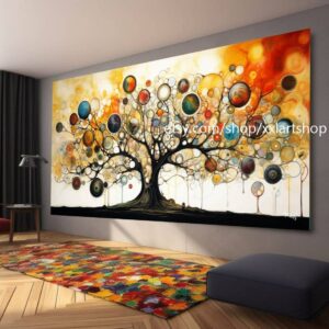 Baum von Vera Medici, im Stil von Gustav Klimt, Wandbild auf Leinwand, modernes Bild für Wohnzimmer und Büro, auf Keilrahmen gespannt oder gerollt #tr521a