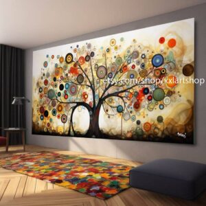 Baum von Vera Medici, im Stil von Gustav Klimt, Wandbild auf Leinwand, modernes Bild für Wohnzimmer und Büro, auf Keilrahmen gespannt oder gerollt #tr522a