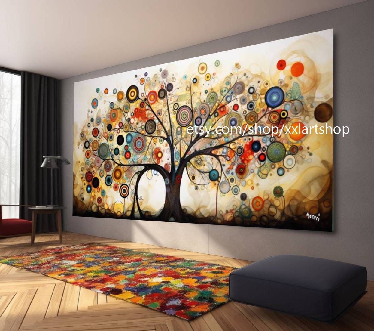 Baum von Vera Medici, im Stil von Gustav Klimt, Wandbild auf Leinwand, modernes Bild für Wohnzimmer und Büro, auf Keilrahmen gespannt oder gerollt #tr522a