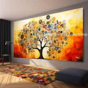 Baum von Vera Medici, im Stil von Gustav Klimt, Wandbild auf Leinwand, modernes Bild für Wohnzimmer und Büro, auf Keilrahmen gespannt oder gerollt #tr524f