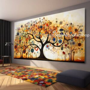 Baum von Vera Medici, im Stil von Gustav Klimt, Wandbild auf Leinwand, modernes Bild für Wohnzimmer und Büro, auf Keilrahmen gespannt oder gerollt #tr527a