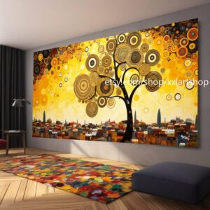 Baum von Vera Medici, im Stil von Gustav Klimt, Wandbild auf Leinwand, modernes Bild für Wohnzimmer und Büro, auf Keilrahmen gespannt oder gerollt #tr563