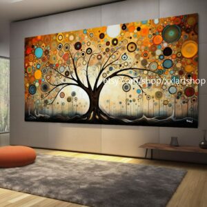 Lebensbaum im Stil von Gustav Klimt – Wandbild auf Leinwand, modernes Bild für Wohnzimmer und Büro, auf Keilrahmen gespannt oder gerollt #t101nx