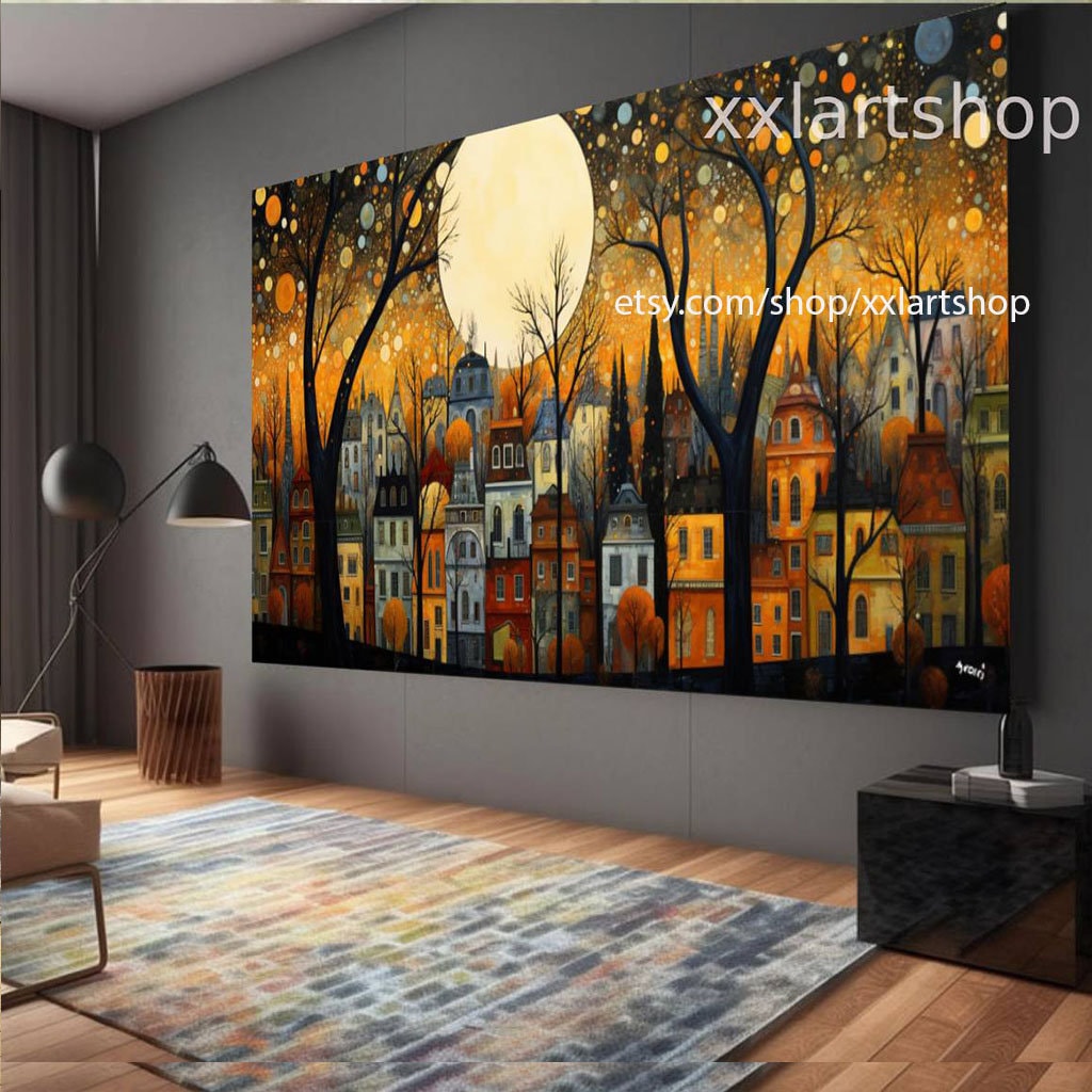 Lebensbaum im Stil von Gustav Klimt – Wandbild auf Leinwand, großes Wandbild, modernes Bild für Wohnzimmer und Büro, auf Keilrahmen gespannt oder gerollt #t113a