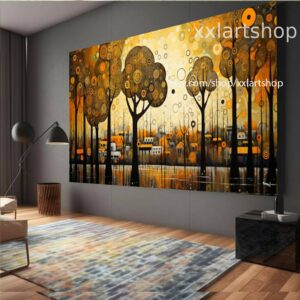 Lebensbaum im Stil von Gustav Klimt – Wandbild auf Leinwand, modernes Bild für Wohnzimmer und Büro, auf Keilrahmen gespannt oder gerollt #t116