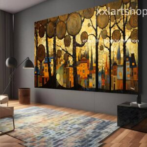 Lebensbaum im Stil von Gustav Klimt – Wandbild auf Leinwand, moderner Kunstdruck für Wohnzimmer und Büro, auf Keilrahmen gespannt oder gerollt #t109