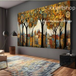 Lebensbaum im Stil von Gustav Klimt – Wandbild auf Leinwand, modernes Bild für Wohnzimmer und Büro, auf Keilrahmen gespannt oder gerollt #t112