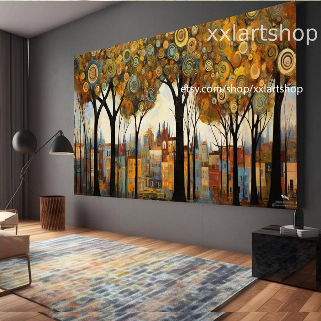 Lebensbaum im Stil von Gustav Klimt – Wandbild auf Leinwand, modernes Bild für Wohnzimmer und Büro, auf Keilrahmen gespannt oder gerollt #t112