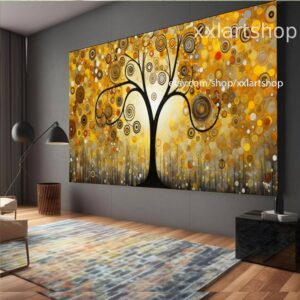 Lebensbaum im Stil von Gustav Klimt – Wandbild auf Leinwand, modernes Bild für Wohnzimmer und Büro, auf Keilrahmen gespannt oder gerollt #t105