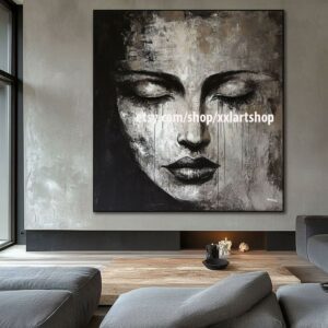 Frauengesicht-Kunst auf Leinwand, Pop-Art, modernes Bild für Wohnzimmer, Büro, XXL-Kunst M1032