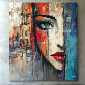 Frauengesicht-Kunst auf Leinwand, Pop-Art, modernes Bild für Wohnzimmer, Büro, XXL-Kunst M2168