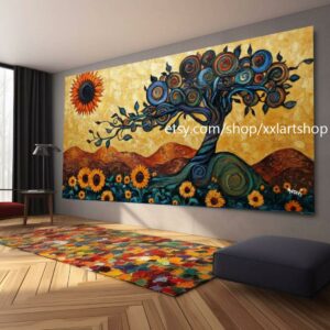 Landschaftsbaum-Kunst, großes Wandbild, Leinwanddruck, modernes Bild für Wohnzimmer und Büro, auf Keilrahmen gespannt oder gerollt #M3-10