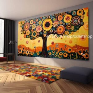 Landschaftsbaum-Kunst, großes Wandbild, Leinwanddruck, modernes Bild für Wohnzimmer und Büro, auf Keilrahmen gespannt oder gerollt #M315