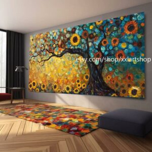 Landschaftsbaum-Kunst, großes Wandbild, Leinwanddruck, modernes Bild für Wohnzimmer und Büro, auf Keilrahmen gespannt oder gerollt #M317