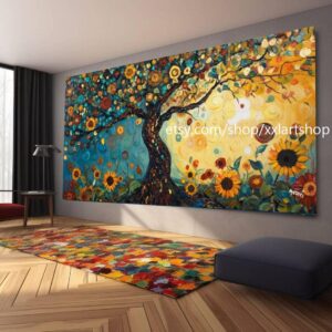 Landschaftsbaum-Kunst, großes Wandbild, Leinwanddruck, modernes Bild für Wohnzimmer und Büro, auf Keilrahmen gespannt oder gerollt #M320