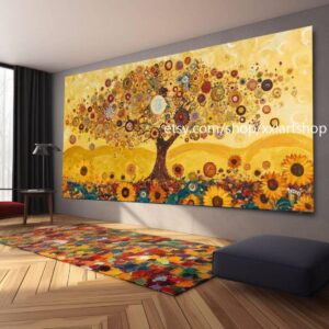 Landschaftsbaum-Kunst, großes Wandbild, Leinwanddruck, modernes Bild für Wohnzimmer und Büro, auf Keilrahmen gespannt oder gerollt #M330
