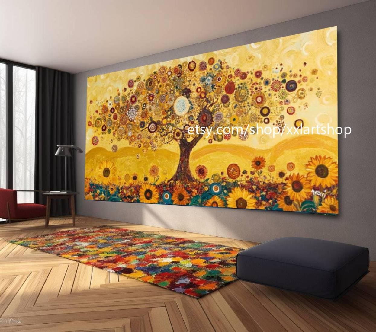 Landschaftsbaum-Kunst, großes Wandbild, Leinwanddruck, modernes Bild für Wohnzimmer und Büro, auf Keilrahmen gespannt oder gerollt #M330
