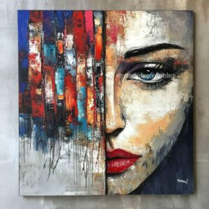 Frauengesicht-Kunst auf Leinwand, Pop-Art, modernes Bild für Wohnzimmer und Büro, XXL-Kunst M2181
