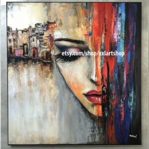Frauengesicht-Kunst auf Leinwand, Pop-Art, modernes Bild für Wohnzimmer und Büro, XXL-Kunst M2183