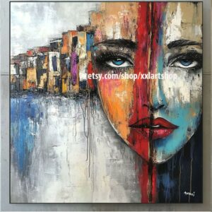 Frauengesicht-Kunst auf Leinwand, Pop-Art, modernes Bild für Wohnzimmer, Büro, XXL-Kunst M2190
