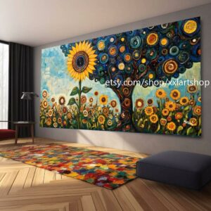 Landschaftsbaum-Kunst, großes Wandbild, Leinwanddruck, modernes Bild für Wohnzimmer und Büro, auf Keilrahmen gespannt oder gerollt #M39