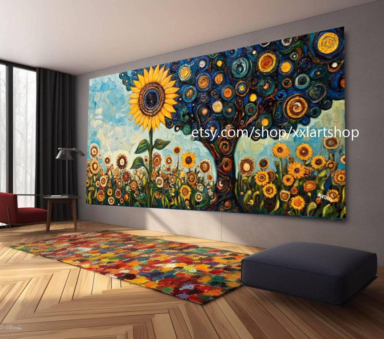 Landschaftsbaum-Kunst, großes Wandbild, Leinwanddruck, modernes Bild für Wohnzimmer und Büro, auf Keilrahmen gespannt oder gerollt #M39