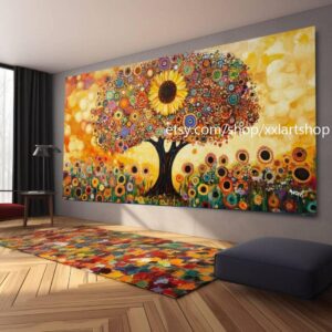 Landschaftsbaum-Kunst, großes Wandbild, Leinwanddruck, modernes Bild für Wohnzimmer und Büro, auf Keilrahmen gespannt oder gerollt #M321