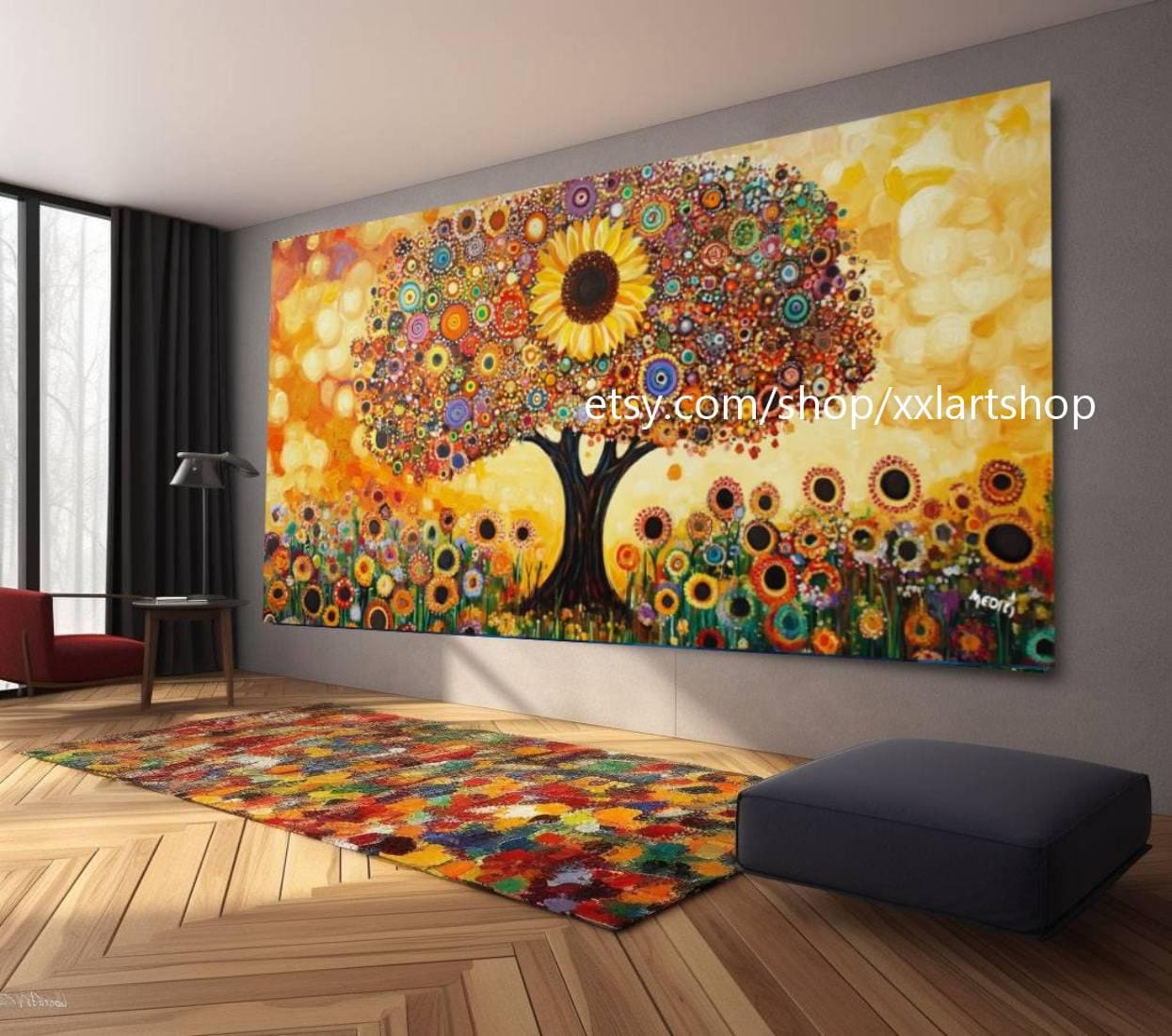 Landschaftsbaum-Kunst, großes Wandbild, Leinwanddruck, modernes Bild für Wohnzimmer und Büro, auf Keilrahmen gespannt oder gerollt #M321