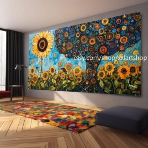 Landschaftsbaum-Kunst, großes Wandbild, Leinwanddruck, modernes Bild für Wohnzimmer und Büro, auf Keilrahmen gespannt oder gerollt #M332