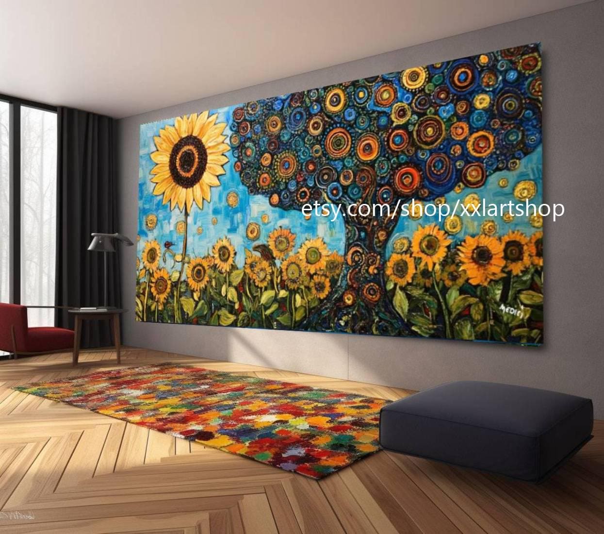 Landschaftsbaum-Kunst, großes Wandbild, Leinwanddruck, modernes Bild für Wohnzimmer und Büro, auf Keilrahmen gespannt oder gerollt #M332